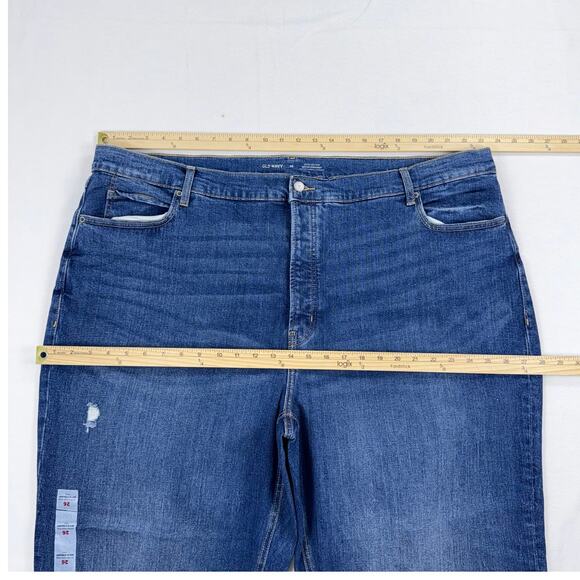 Old Navy Plus Women's Sky High Straight Jean Size 26 3X Med Blue Distressed - Picture 11 of 15